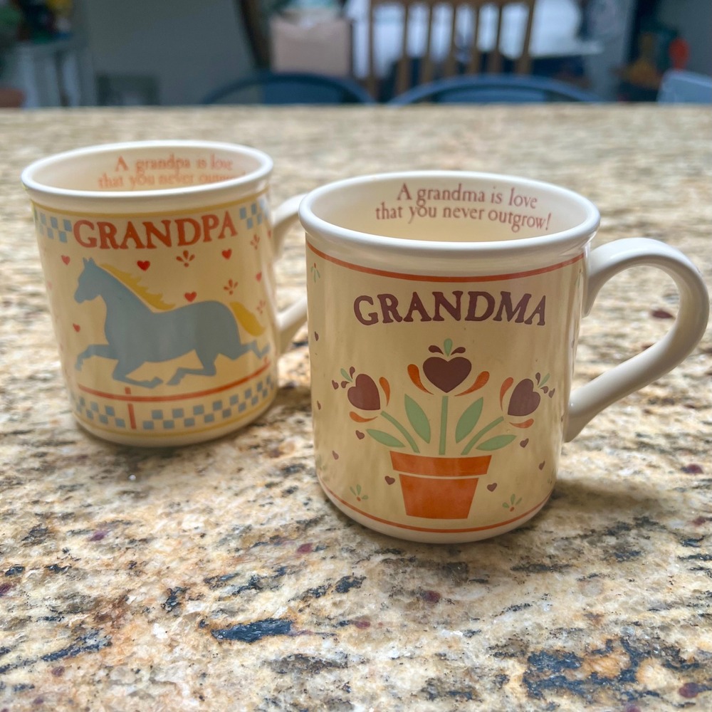 VTG American Greetings Grandma Grandpa Mug Set Designers Collection Cottagecore